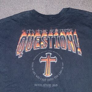 Rare Y2K Faded Jesus T-Shirt with Flame Design